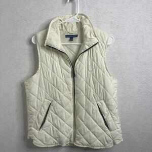 Ralph Lauren Quilted Puffer Vest Cream Ivory Full Zip Women’s Large L